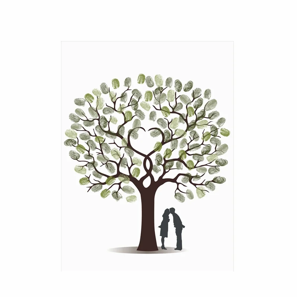 Personalized Guest Book - Wedding Fingerprint Tree Canvas Wall Art