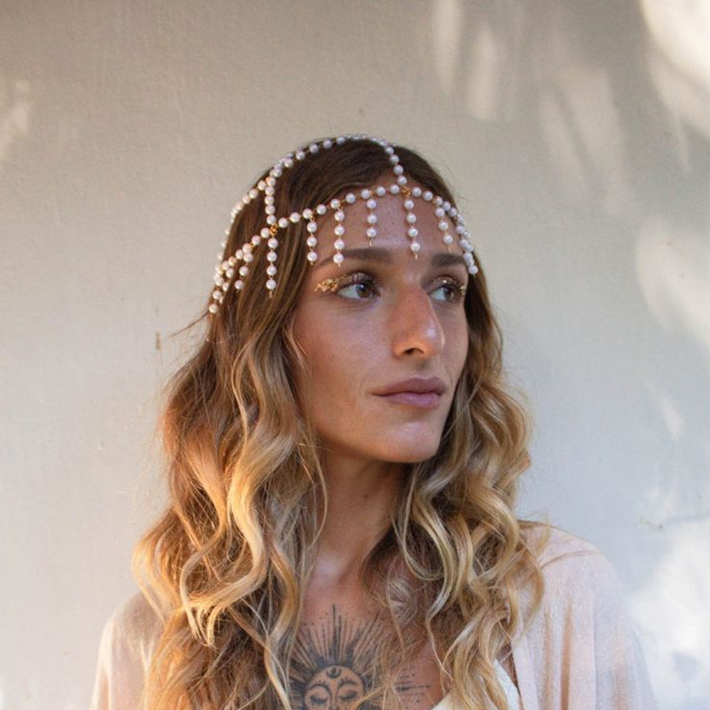 Indian Wedding Supply - Great Gatsby Pearl Tassel Headpiece Cap