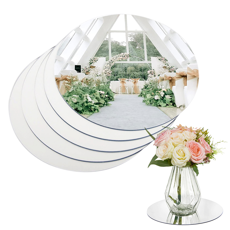 20cm Round Mirror Glass Tray   - Unity Candle Set ulasan dan harga