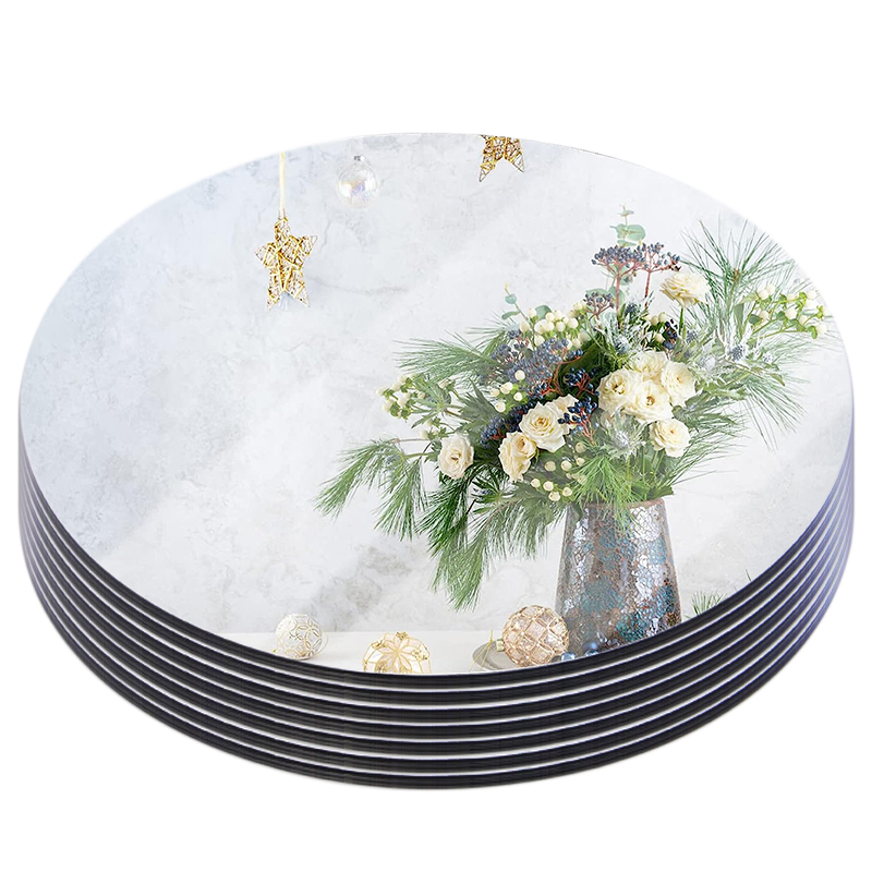20cm Round Mirror Glass Tray   - Unity Candle Set ulasan dan harga