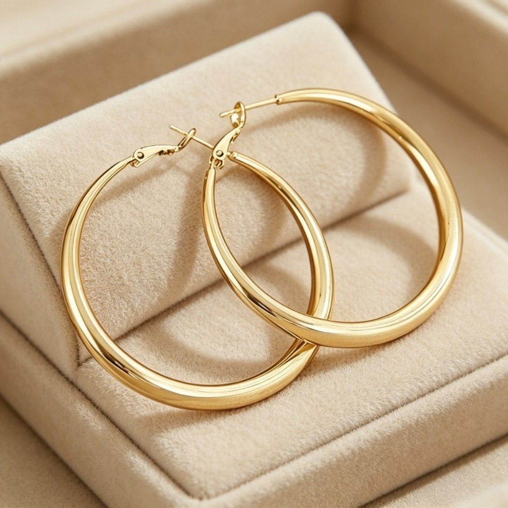 2Pcs Large Minimalist Hoop Ear - Wedding Job ulasan dan harga
