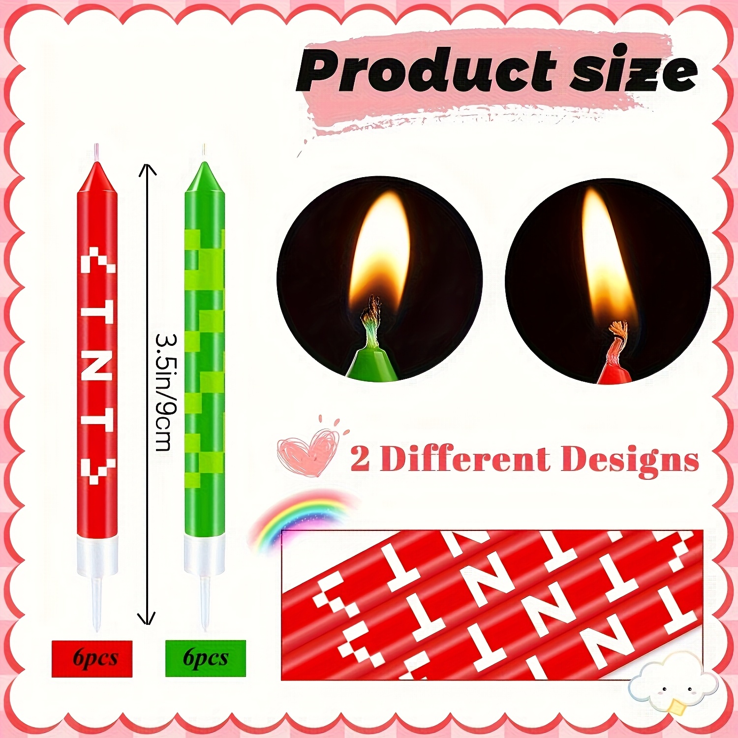 12/24pcs Green Pixel Cake Cand - Unity Candle Set ulasan dan harga