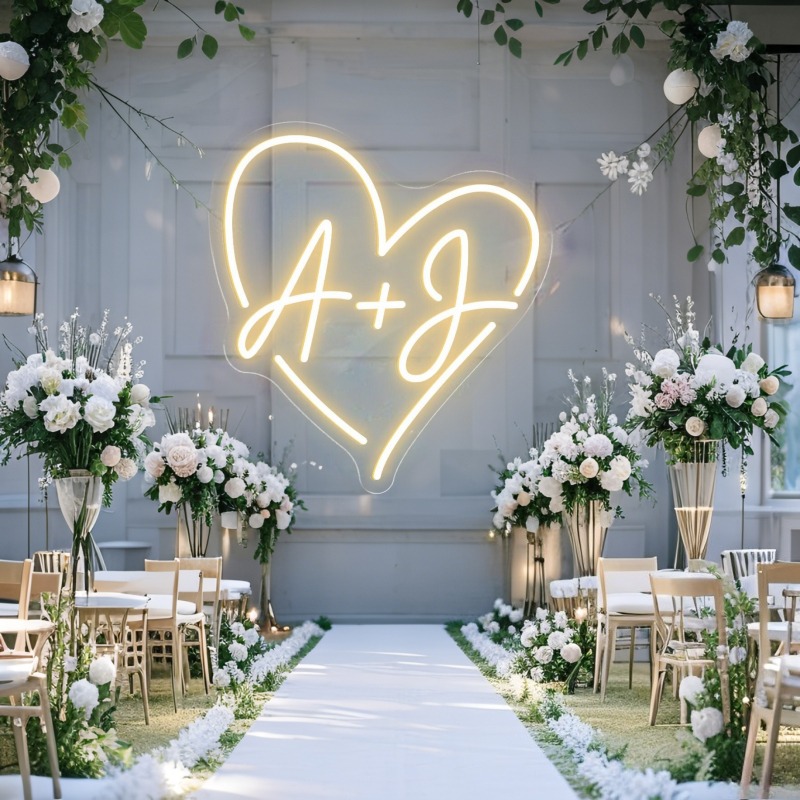 Custom Initials Heart LED Neon - Wedding Led ulasan dan harga