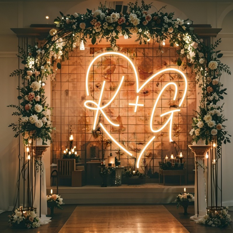Custom Initials Heart LED Neon - Wedding Led ulasan dan harga