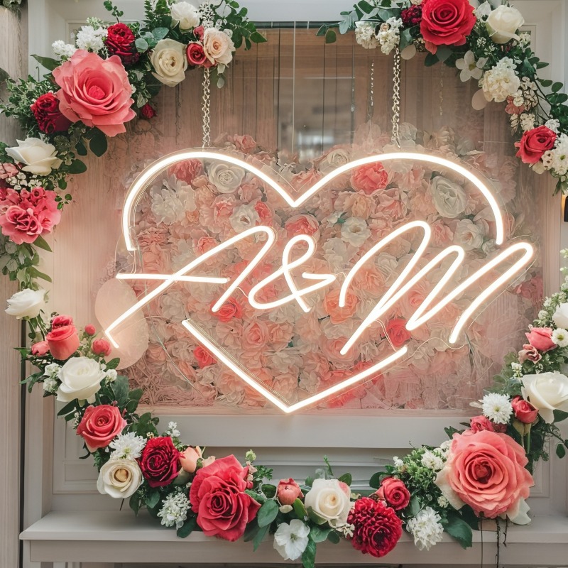 Custom Initials Heart LED Neon - Wedding Led ulasan dan harga