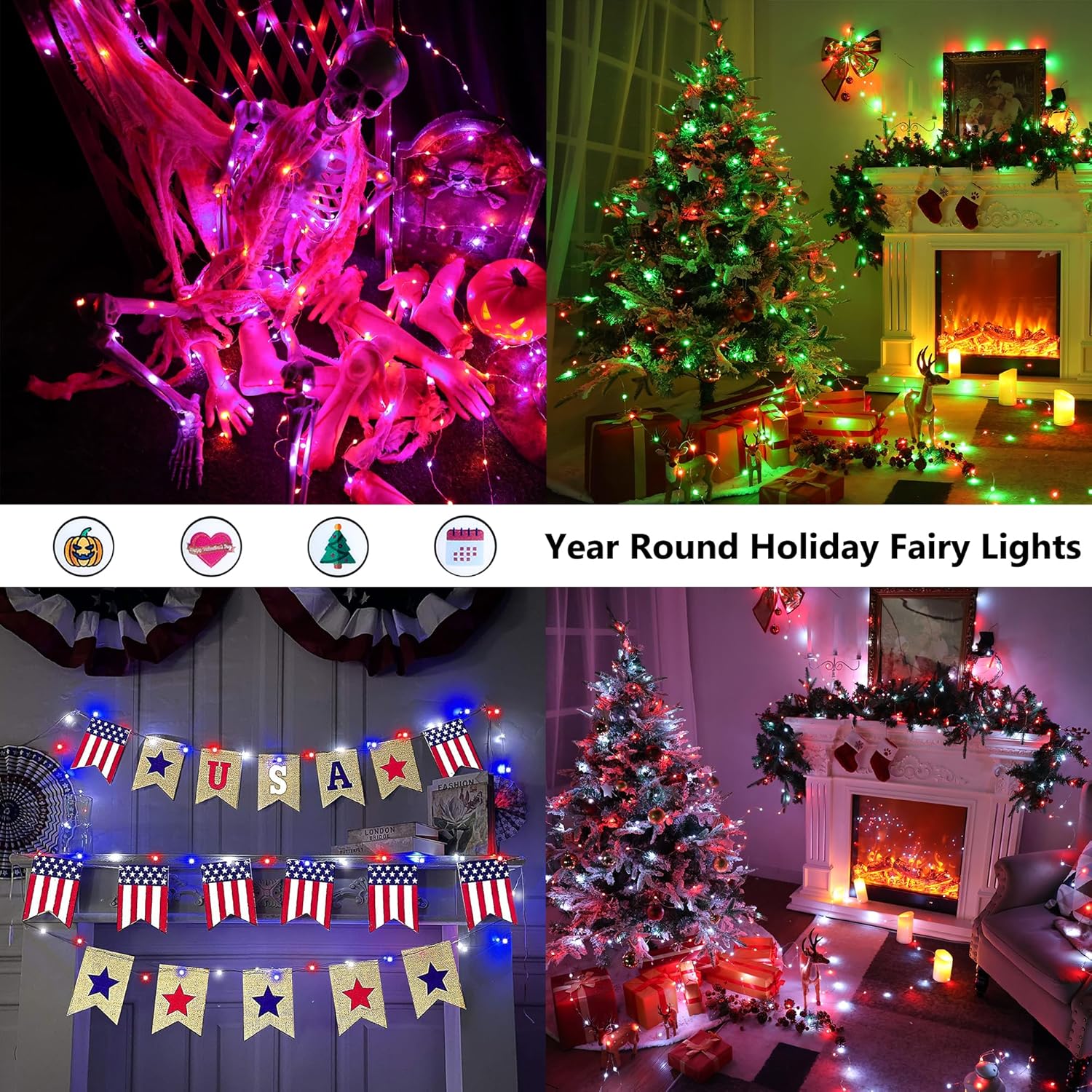 33ft 100 LED Red White Blue Fa - Wedding Led ulasan dan harga