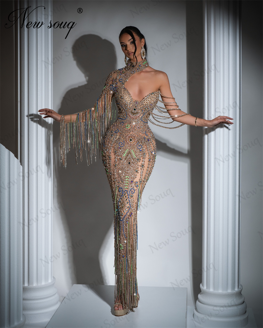 Hand Sew Beading Evening Dress - Wedding Dress Supply ulasan dan harga
