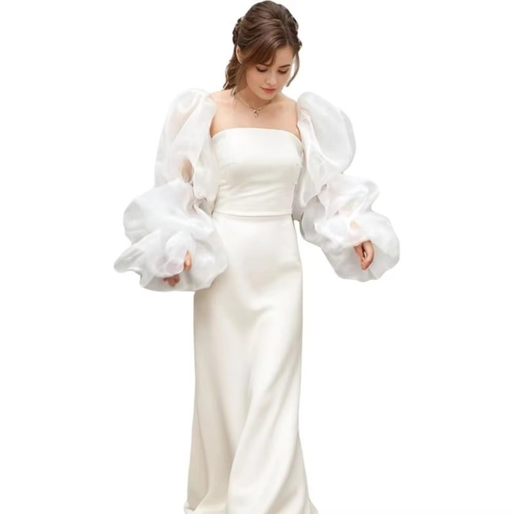 Elegant Puffy Wedding Arm Slee - Wedding Dress Supply ulasan dan harga