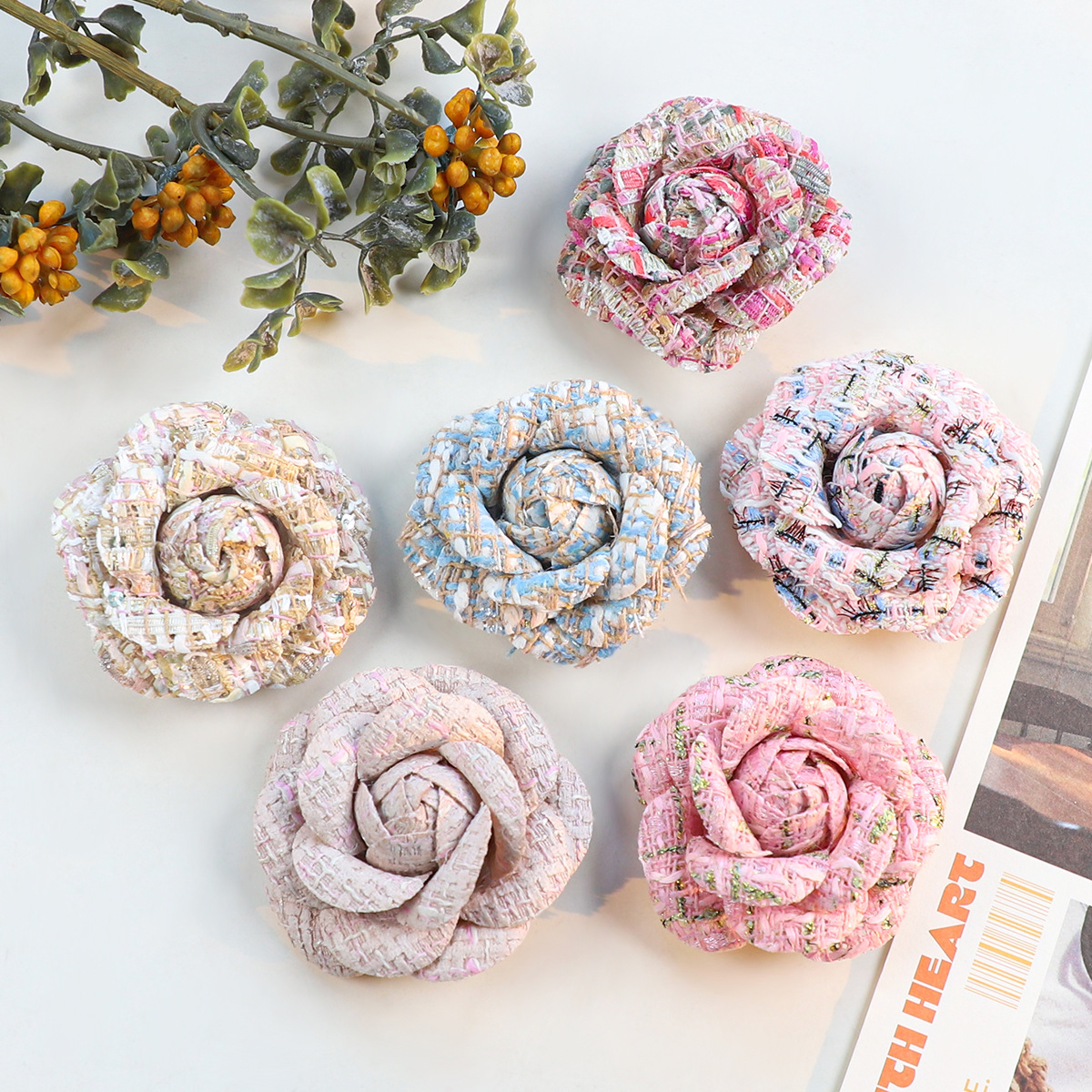 6CM Camellia Brooch for Women  - Wedding Dress Supply ulasan dan harga