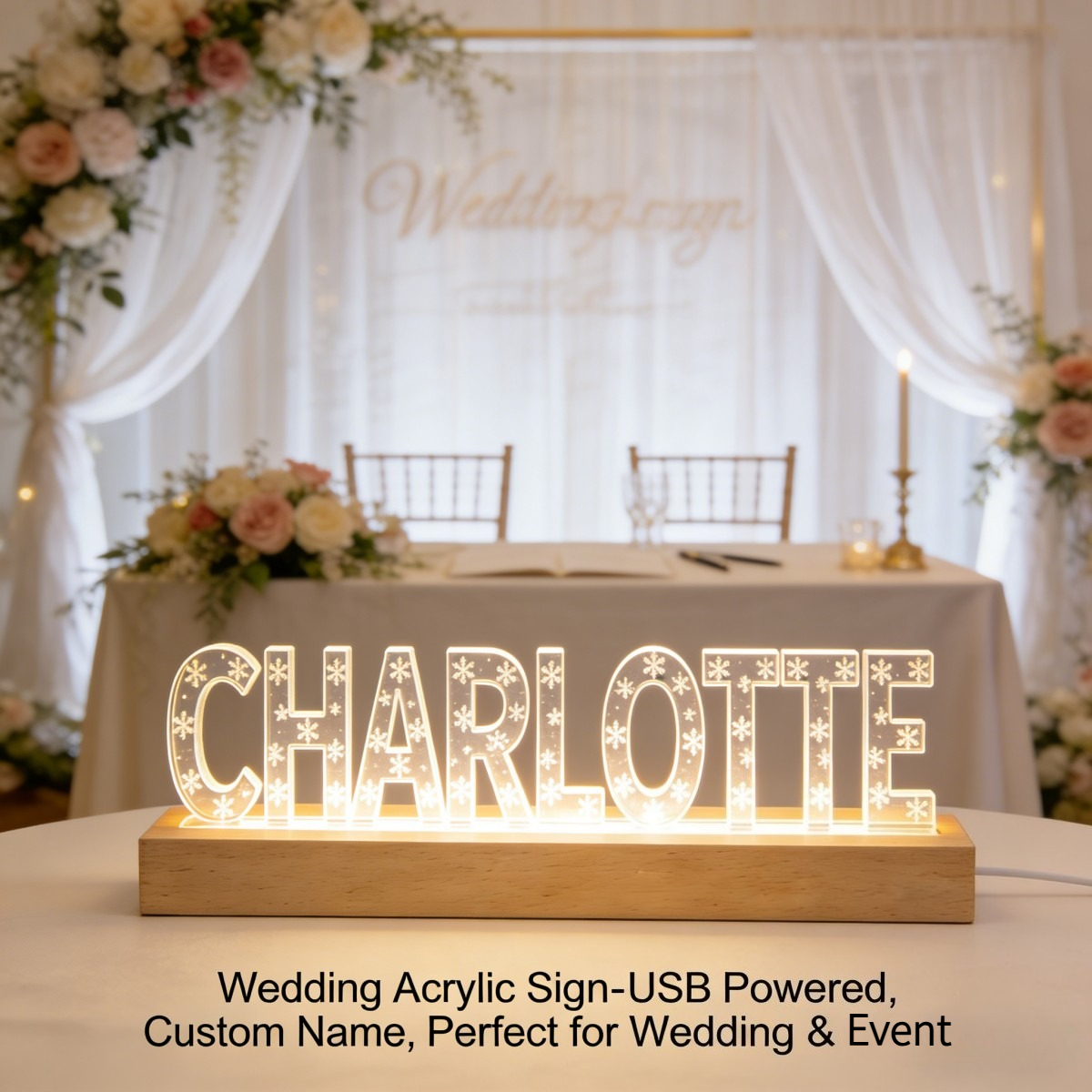 Personalized Acrylic LED Night - Wedding Led ulasan dan harga