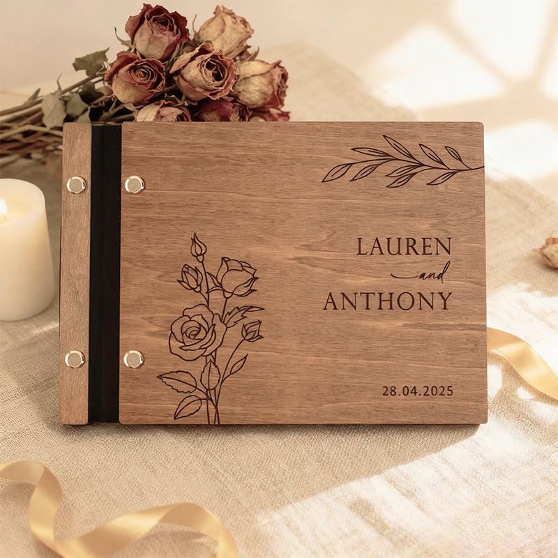 Personalized Wooden Wedding Gu - Personalized Guest Book ulasan dan harga