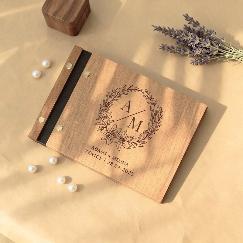 Personalized Wooden Wedding Gu - Personalized Guest Book ulasan dan harga