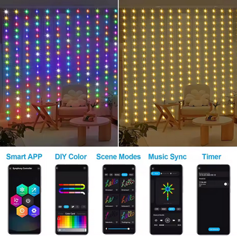 3M RGB Smart LED Curtain Light - Wedding Led ulasan dan harga