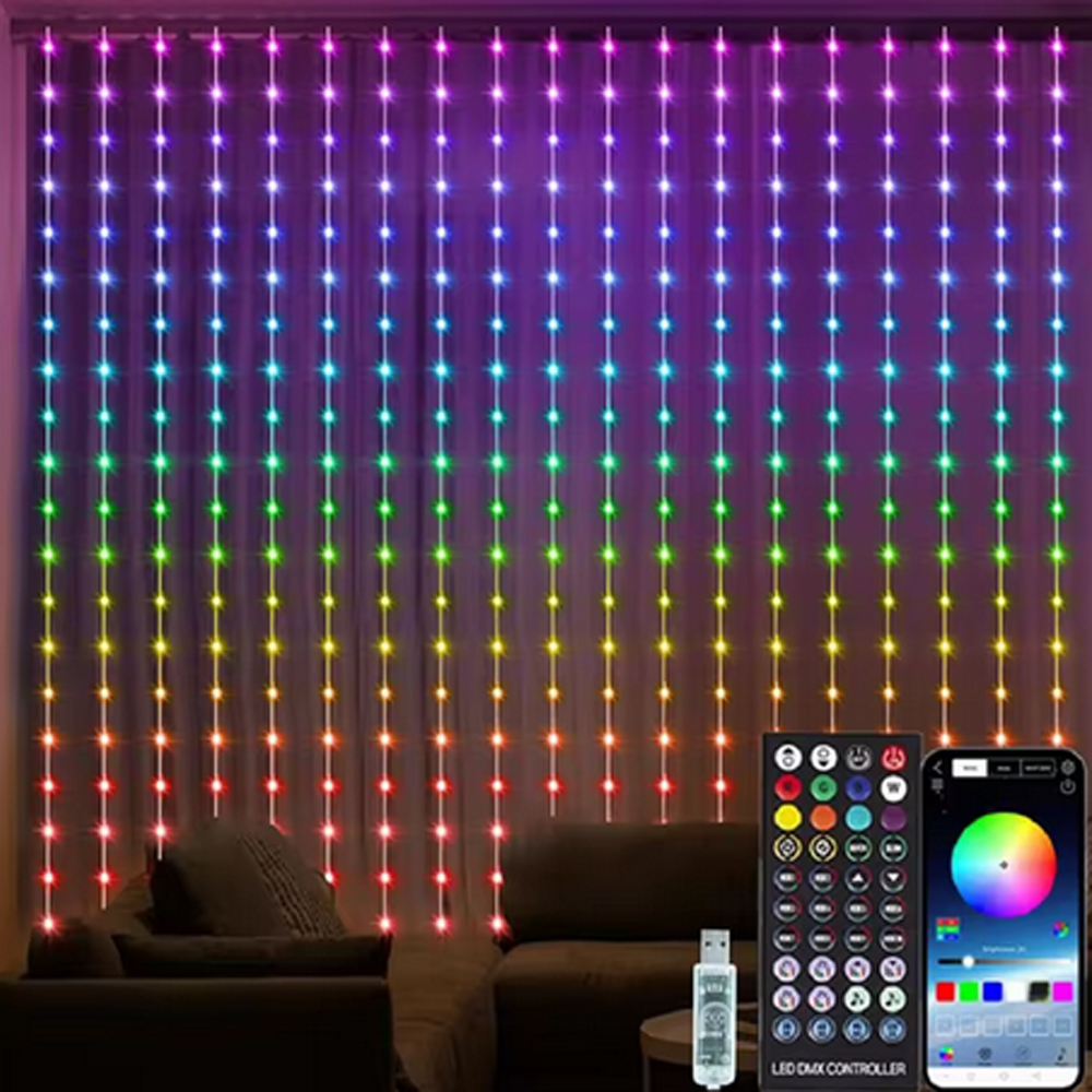 3M RGB Smart LED Curtain Light - Wedding Led ulasan dan harga