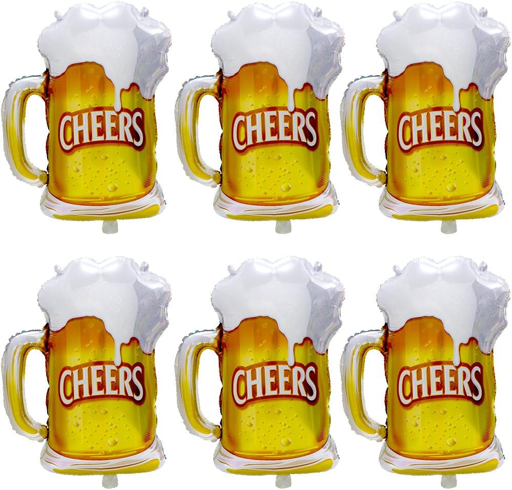 6pcs Cheers Beer Mug Balloons  - Wedding Alcohol Supply ulasan dan harga