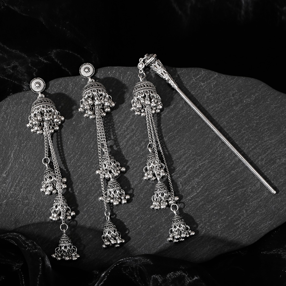 2pcs Vintage Long Tassel Earri - Indian Wedding Supply ulasan dan harga
