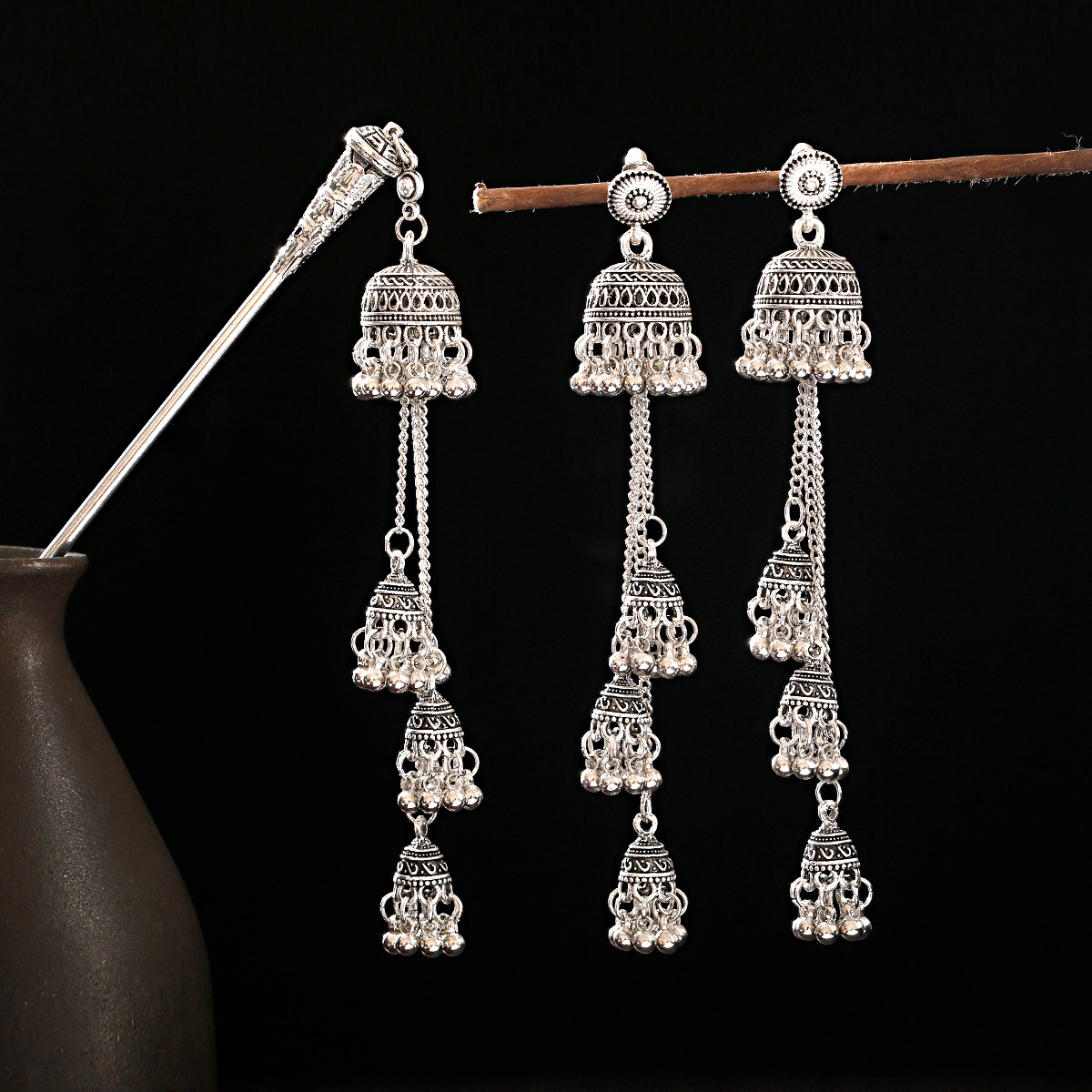 2pcs Vintage Long Tassel Earri - Indian Wedding Supply ulasan dan harga